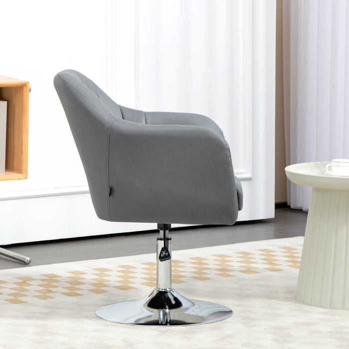 Adjustable Swivel Accent Chair - Contemporary Vanity Armchair with Lumbar Support and Armrests, Thick Cushion - Ideal for Living Room, Bedroom, or Office Comfort