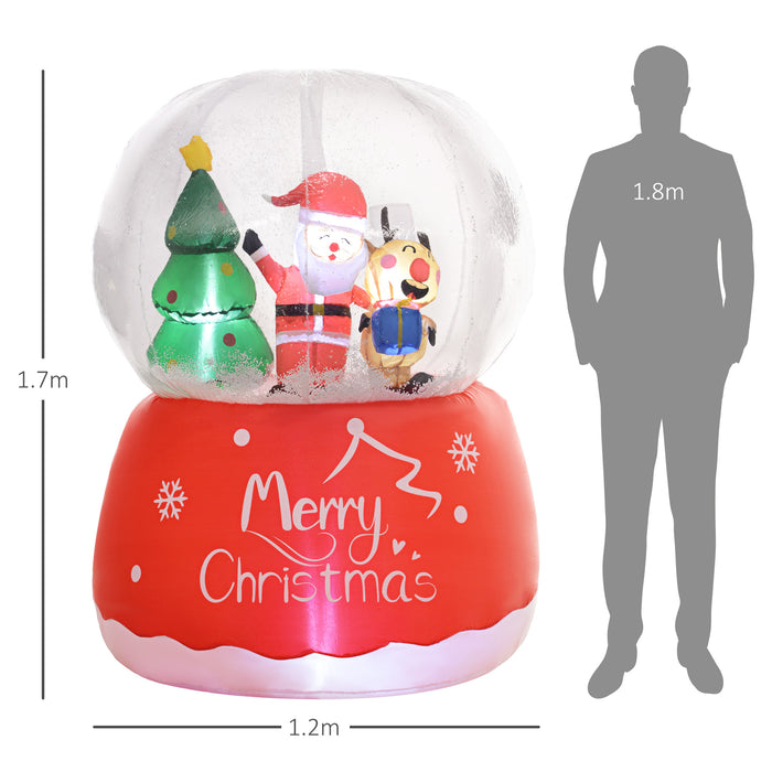 Outsunny 5.5FT Christmas Inflatable Crystal Ball with Santa Claus, Reindeer and Xmas Tree, Inflatable Christmas Decoration, Christmas Blow Up Crystal Ball with LED Lights for Indoor, Outdoor