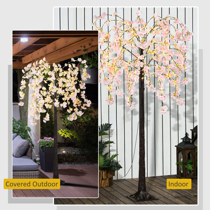 Aosom 450 LED Blossom Tree - Decorative Pink Artificial Light-Up Tree - Indoor/Outdoor Ambient Lighting Decoration