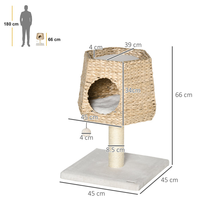 Climbing Activity Center for Cats - Multi-Level Kitten Tree Tower with Fluffy Cattail Bed, Condo & Sisal Scratching Posts - Ideal for Playful Kittens and Cats