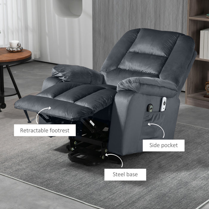 Electric Riser & Recliner Chair with Heat and Vibration Massage - Easy Assembly, Side Pockets in Modern Grey - Ideal for Elderly & Individuals with Limited Mobility