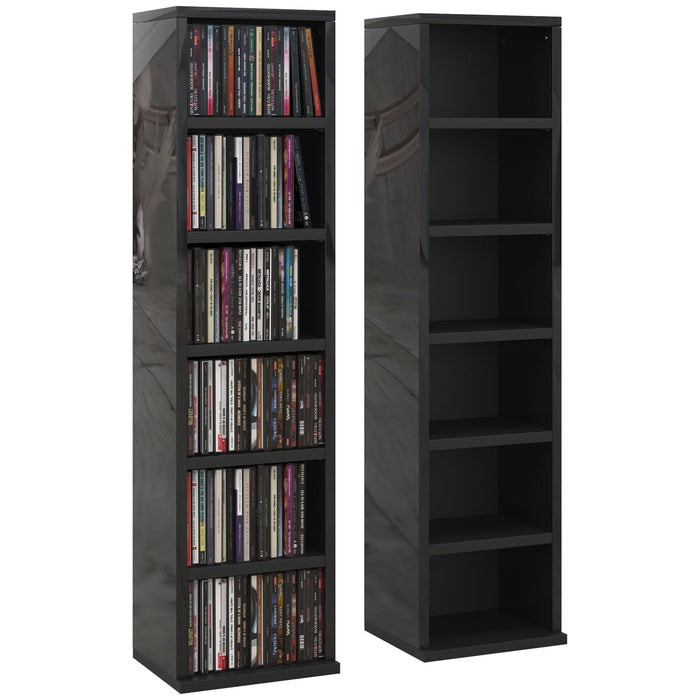 102 CD Capacity Storage Towers - High-Gloss Black Double Pack - Media Organization for Music Enthusiasts