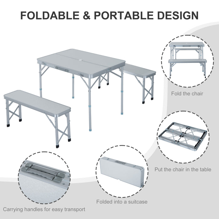 Lightweight Folding Table and Chairs Set - Portable Aluminium Camping Dining Combo for Picnic, Garden & Patio - Ideal for Outdoor BBQs and Gatherings