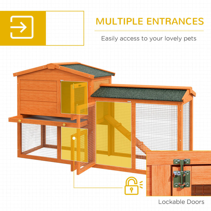 Deluxe 2-Tier Rabbit Hutch with Run and Ramp - Includes Slide-Out Tray, Perfect for Garden and Yard Use - Spacious Shelter for Rabbits and Small Animals