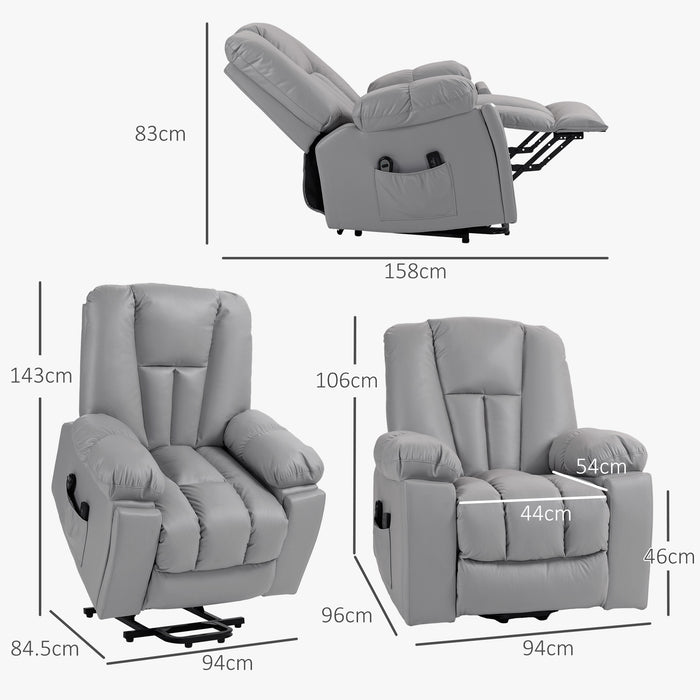 Quick Assembly Lift Chair with Vibration Massage and Heat - Riser and Recliner in Charcoal Grey - Ideal for Relaxation and Mobility Assistance