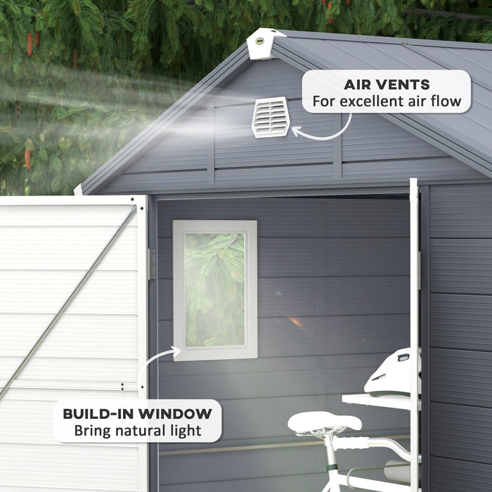 Polypropylene Outdoor Storage Tool House - 8x6ft Garden Shed with Foundation Kit, Ventilation, and Lockable Door - Ideal for Secure Equipment and Tool Storage