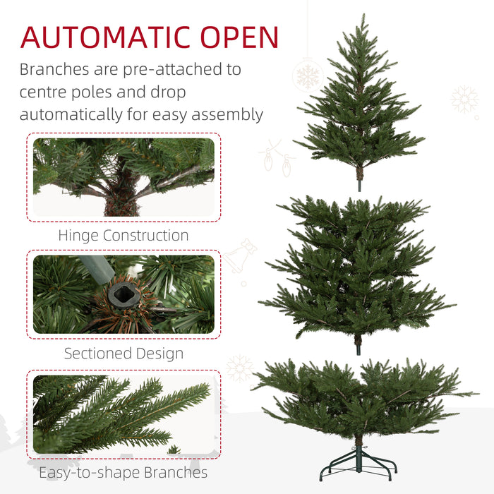 6ft Artificial Christmas Tree with 2380 Lush Tips - Sturdy Metal Base & Realistic Hinged Design - Effortless Assembly for Holiday Decor