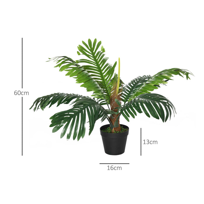 Artificial Palm Tree Duo - 60cm Lifelike Tropical Plant Decoration with Included Nursery Pot - Enhance Indoor/Outdoor Spaces