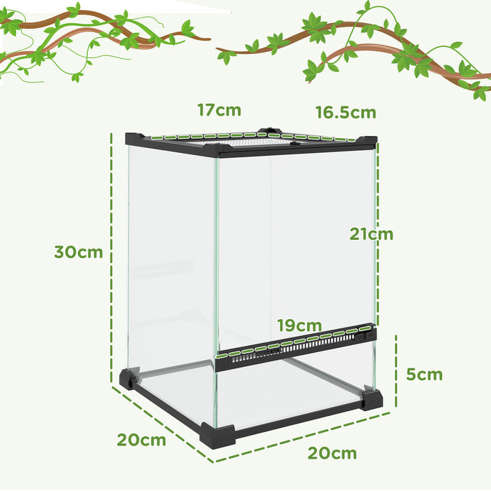 12L Vivarium - Reptile & Amphibian Terrarium with Anti-Escape Features and Ventilation - Perfect Habitat for Lizards, Frogs, Snakes, Turtles, Tortoises