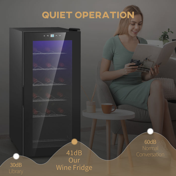 Undercounter Wine Cooler - 35cm Freestanding Fridge with Digital Temperature Control and LED Light - Glass Door Storage for 18 Bottles, 50L Capacity Ideal for Wine Enthusiasts