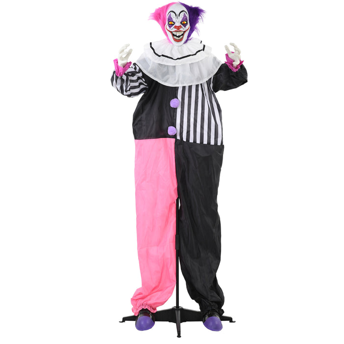 Laughing Clown Halloween Animatronic - 68" Sound-Activated Decoration with Light Up Eyes, Sound Effects - Perfect for Haunted House and Outdoor Festivities