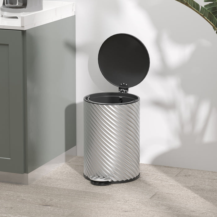 Stainless Steel 20L Kitchen Trash Can - Soft-close Lid & Fingerprint-Proof Pedal Bin - Ideal for Home & Office Waste Management With Removable Bucket