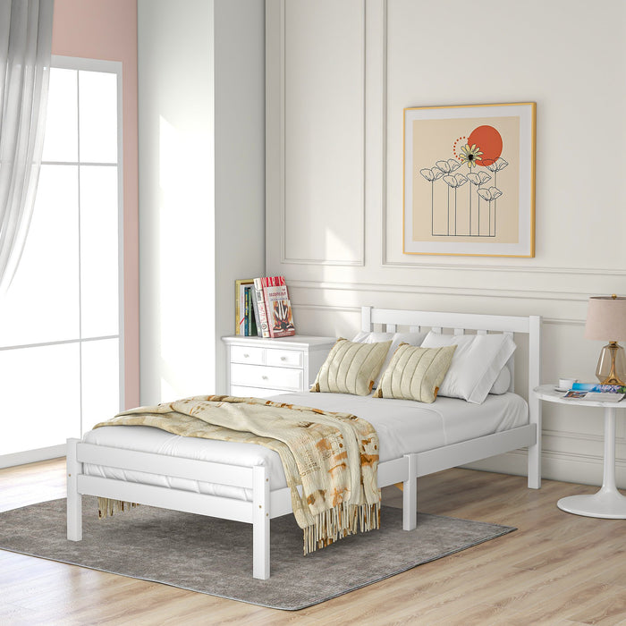 Wooden Single Bed Frame 3ft with Headboard - No Box Spring Needed, Easy to Assemble, White, 196x94x77 cm - Perfect for Kids and Guest Rooms