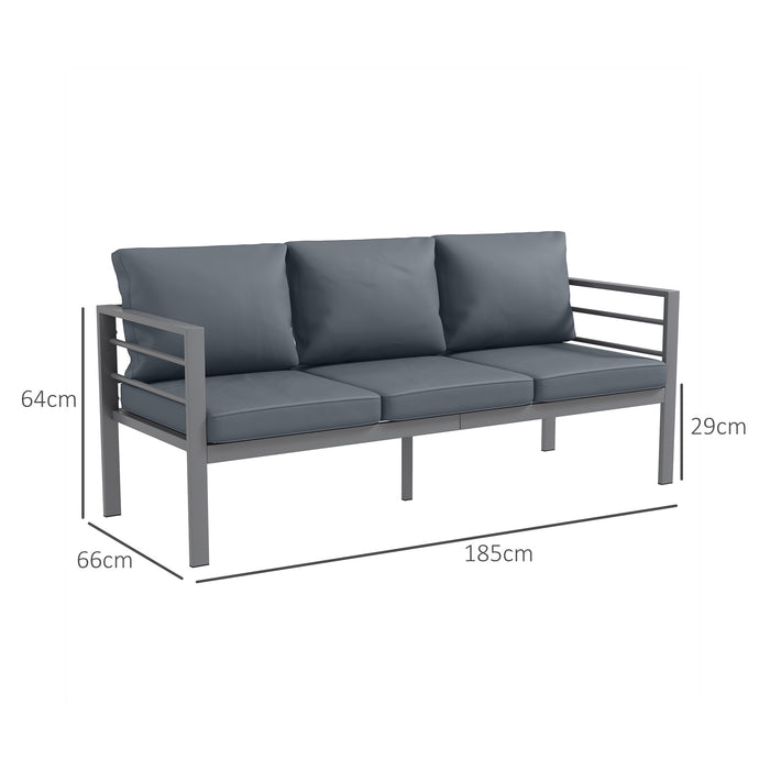 Aluminum 3-Person Patio Bench - Includes Comfy Grey Cushions - Outdoor Seating Solution for Gardens and Patios