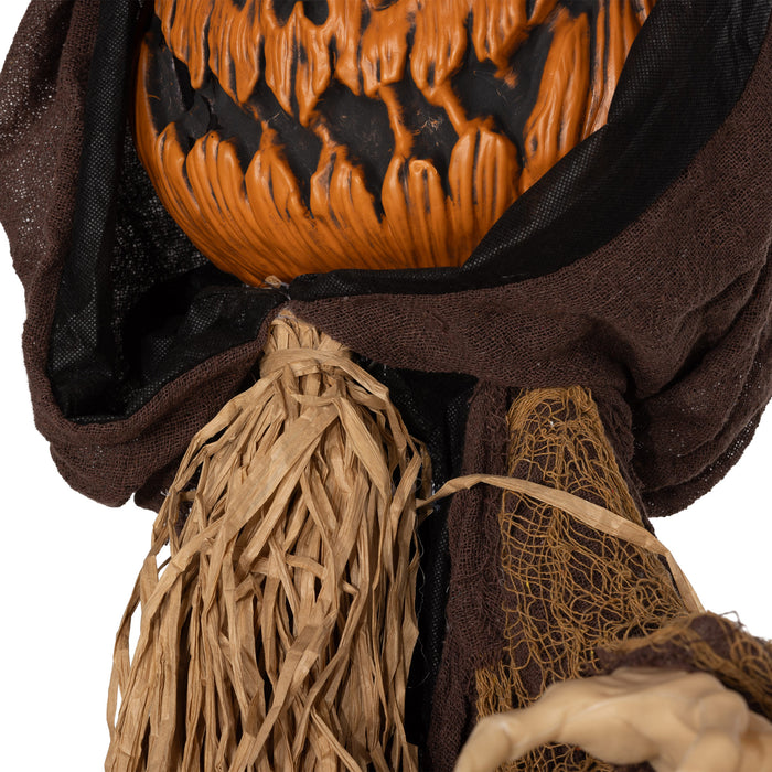 78-Inch Light-Up Straw Pumpkin - Halloween Decoration with Illuminated Eyes - Perfect for Haunted House, Indoor, and Outdoor Displays