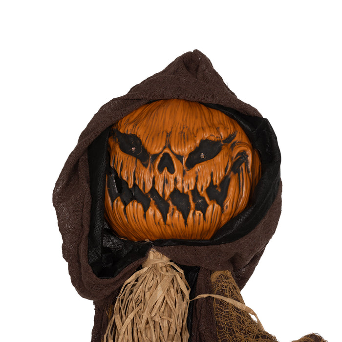 78-Inch Light-Up Straw Pumpkin - Halloween Decoration with Illuminated Eyes - Perfect for Haunted House, Indoor, and Outdoor Displays