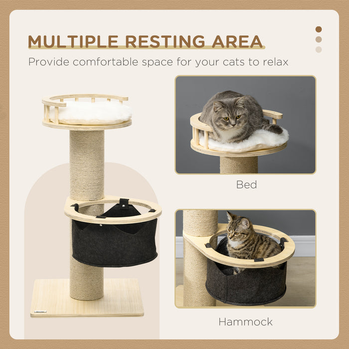 84cm Cozy Perch Cat Tree - Kitty Activity Center with Hammock, Cushioned Bed, and Jute Scratching Post - Ideal for Sleep and Play