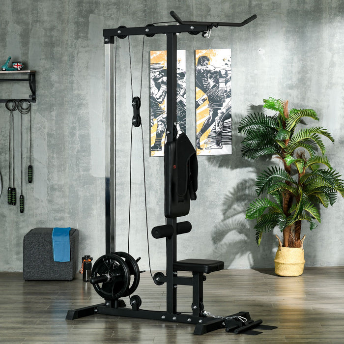 Adjustable Pull Up Station Power Tower - Chin Up, Lat Pulldowns & Multi-Function Fitness Equipment with Flip-Up Footplate - Ideal for Home Gym Strength Training