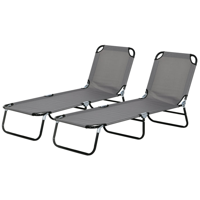 Garden Sun Lounger - Adjustable Five-Position Reclining Back in Sleek Grey - Ideal for Patio Relaxation & Poolside Comfort