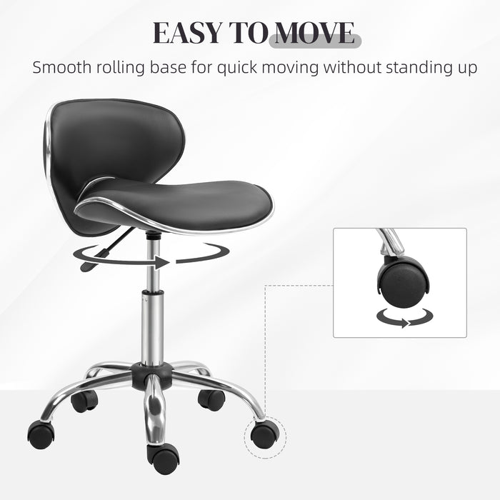 Adjustable Swivel Salon Chair - Ergonomic Rolling Stool for Beauty Spa, Black - Comfort Seating for Beauticians and Therapists