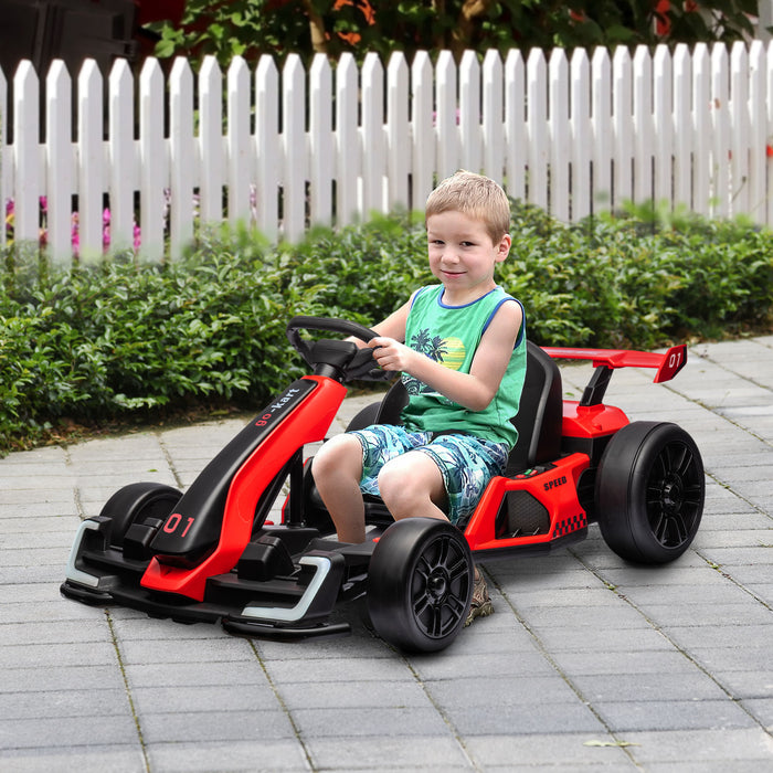 Electric Go Kart for Kids 6-12 - 24V Adjustable Seat Racing Cart in Red - Ideal Outdoor Fun for Young Drivers