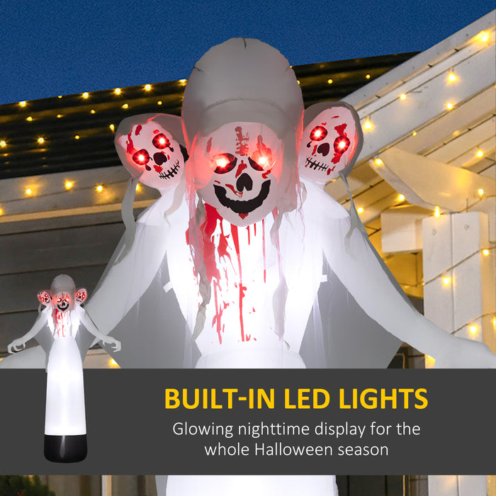 Triple-Headed Witch Ghost Inflatable - 8.9ft Light-Up Halloween Yard Decor with Built-in LEDs - Ideal for Garden, Lawn & Party Celebrations