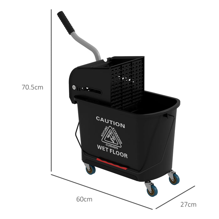 20L Rolling Mop Bucket with Wringer - Heavy-Duty Floor Cleaning System with Dual Water Separation - Portable Solution for Efficient Mopping and Maintenance