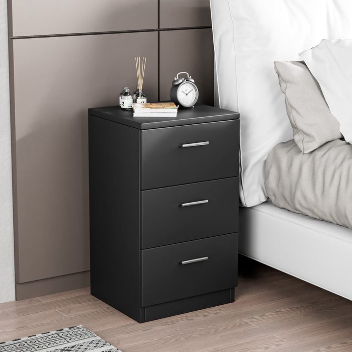 Compact Bedroom Storage Solution - 3-Drawer Night Chest with Handles - Perfect for Maximizing Space in Small Rooms
