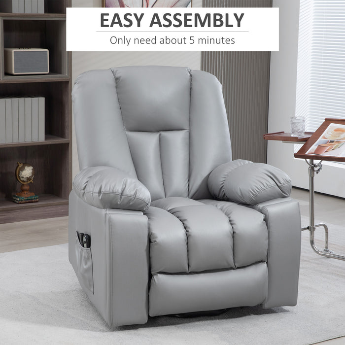 Quick Assembly Lift Chair with Vibration Massage and Heat - Riser and Recliner in Charcoal Grey - Ideal for Relaxation and Mobility Assistance