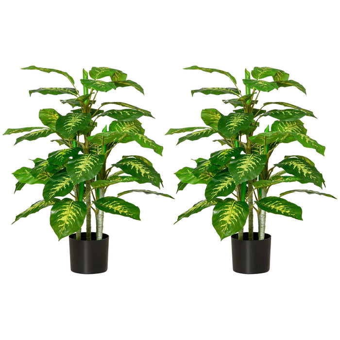 Artificial Evergreen Tree Duo - Fake Decorative Plants in Nursery Pots for Home & Garden - Ideal for Indoor and Outdoor Decoration