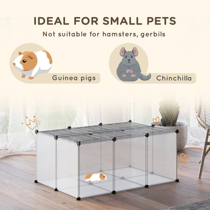 DIY Pet Playpen with Door - 22-Panel Transparent Small Animal Enclosure for Guinea Pigs, Rabbits, Chinchillas - Easy Access & Assembly for Indoor Pet Safety