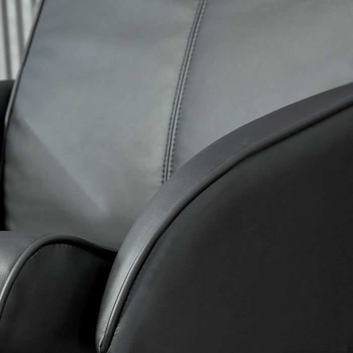 Reclining Faux Leather Lounge Chair with Matching Footstool - Sleek Black Finish - Ideal for Relaxing and Unwinding