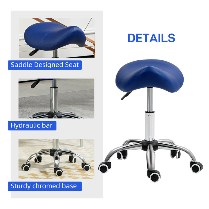 Height Adjustable Saddle Stool - Ergonomic Salon Chair for Spa and Massage, Faux Leather Upholstery in Brown - Comfort Seating for Beauty Professionals