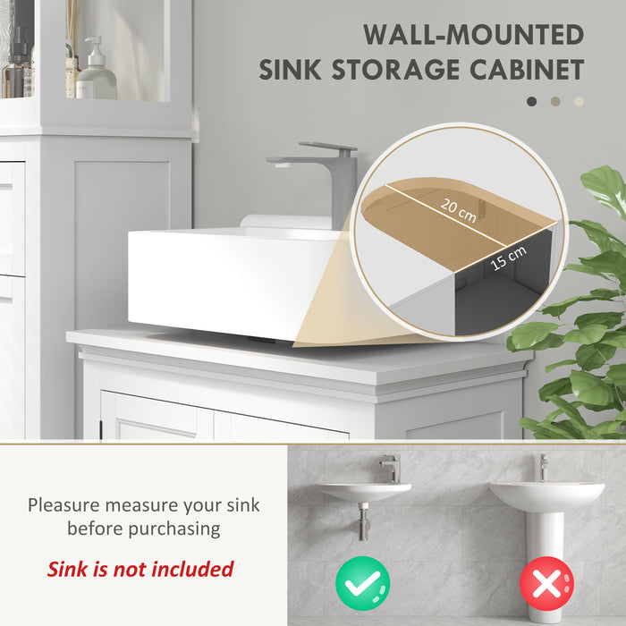 HOMCOM Under Sink Bathroom Cabinet, Freestanding Bathroom Sink Cabinet with Adjustable Shelf for Wall-Mounted Sinks, 60 x 30 x 60cm, White