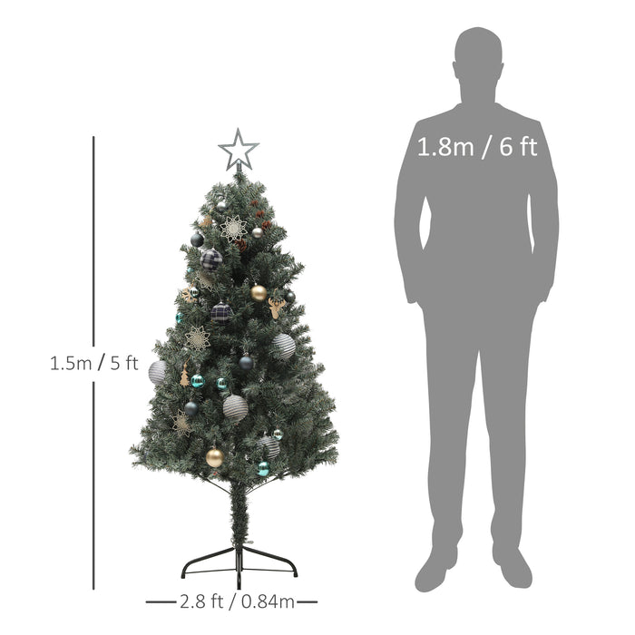 HOMCOM 5ft Pre-Lit and Decorated Christmas Tree | Aosom UK