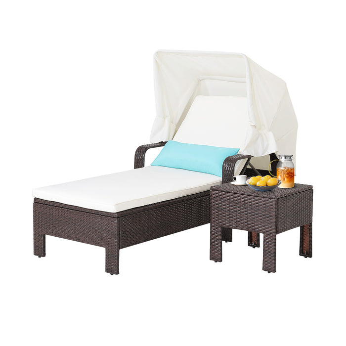 Outdoor Furniture Collection - Chaise Lounge Chair and Table Set, Adjustable Backrest Feature - Perfect for Patio Relaxation and Outdoor Entertaining