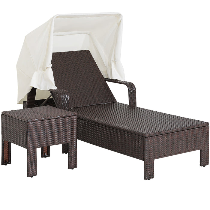 Outdoor Furniture Collection - Chaise Lounge Chair and Table Set, Adjustable Backrest Feature - Perfect for Patio Relaxation and Outdoor Entertaining