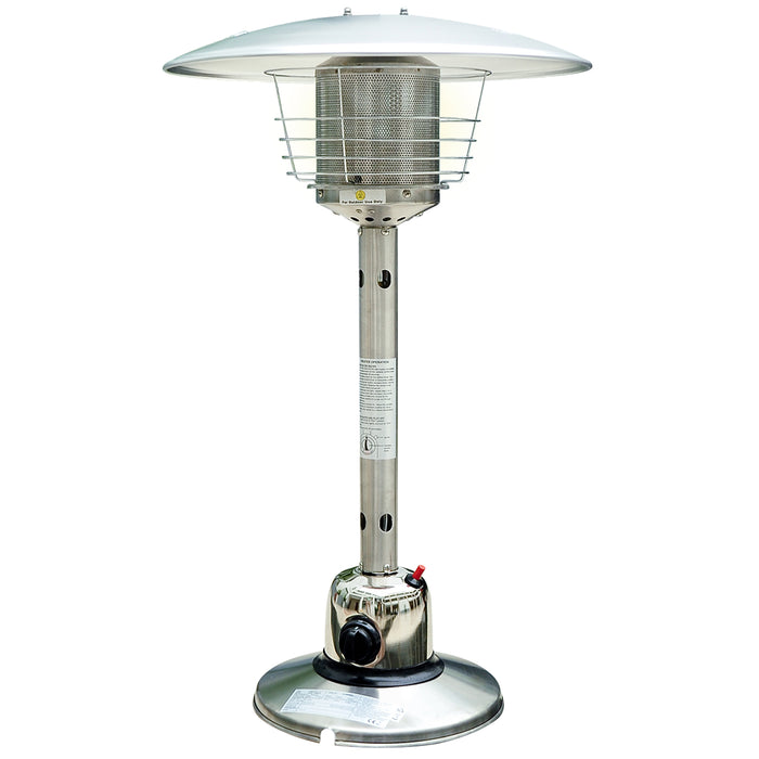 4 kW Stainless Steel Gas Patio Heater - Silver Table Top Outdoor Heat Source - Ideal for Garden Parties and Gatherings