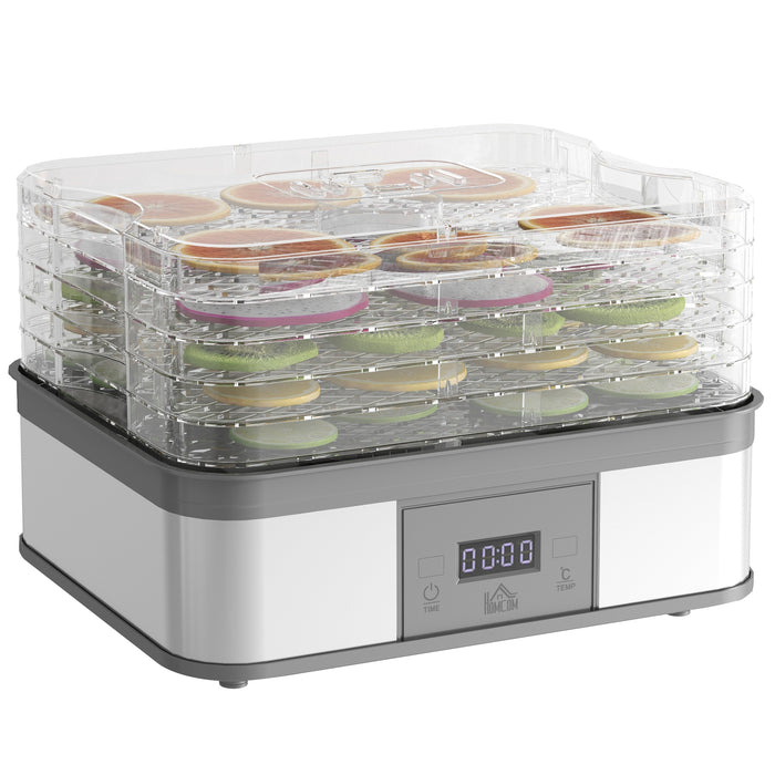 Stainless Steel 5-Tier Food Dehydrator - 245W with Temperature Control, Timer, LCD Display - Ideal for Drying Fruits, Meats, Vegetables, Jerky, Pet Treats