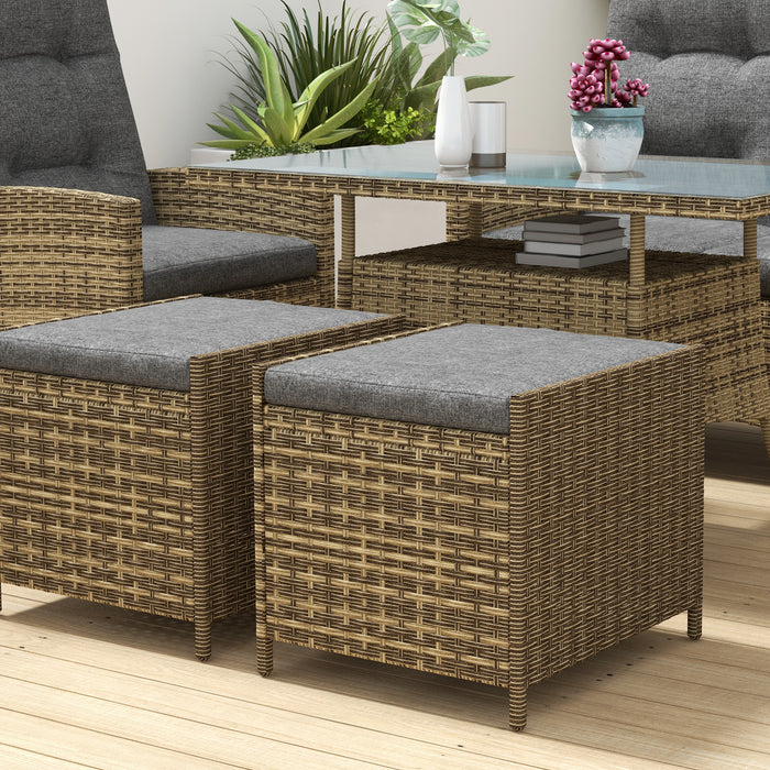 Six-Piece Rattan Garden Furniture Set - Reclining Chairs in Elegant Grey - Perfect for Outdoor Relaxation and Entertaining Guests