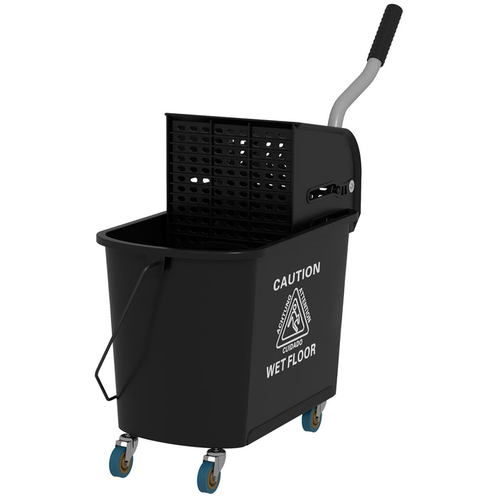 20L Rolling Mop Bucket with Wringer - Heavy-Duty Floor Cleaning System with Dual Water Separation - Portable Solution for Efficient Mopping and Maintenance