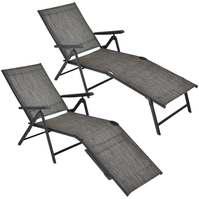 Patio 2-Pack Lounge Chair - Foldable Chaise, Adjustable Backrest, Brown - Ideal for Outdoor Relaxation and Sunbathing