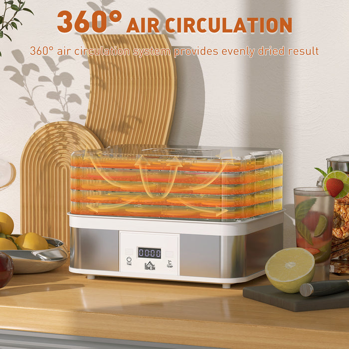 5-Tier Stainless Steel Food Dehydrator - 245W Dryer with Adjustable Temp, Timer, LCD Display - Perfect for Fruits, Meats, Vegetables, Jerky, Pet Treats