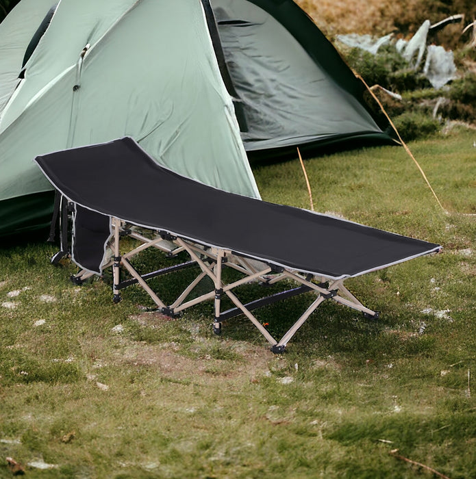 Portable Heavy Duty Camping Cot - Single Person Foldable Sleeping Camp Bed with Travel-Friendly Design - Ideal for Outdoor Adventures, Fishing & Guest Use with Side Storage Pocket