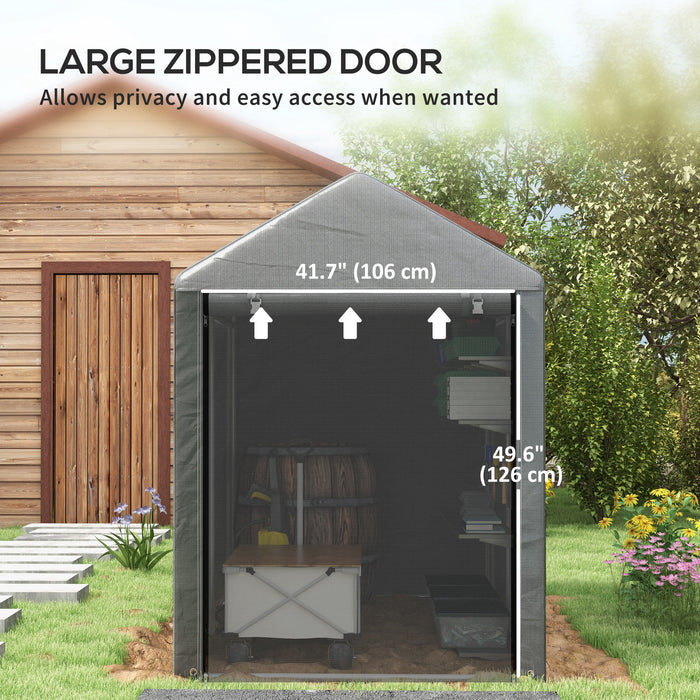 Portable Garden Storage Shed - 1.2 x 1.8m, Roll-up Door, Motorcycle & Bike Shelter - Ideal for Garden Tools & Outdoor Equipment Protection