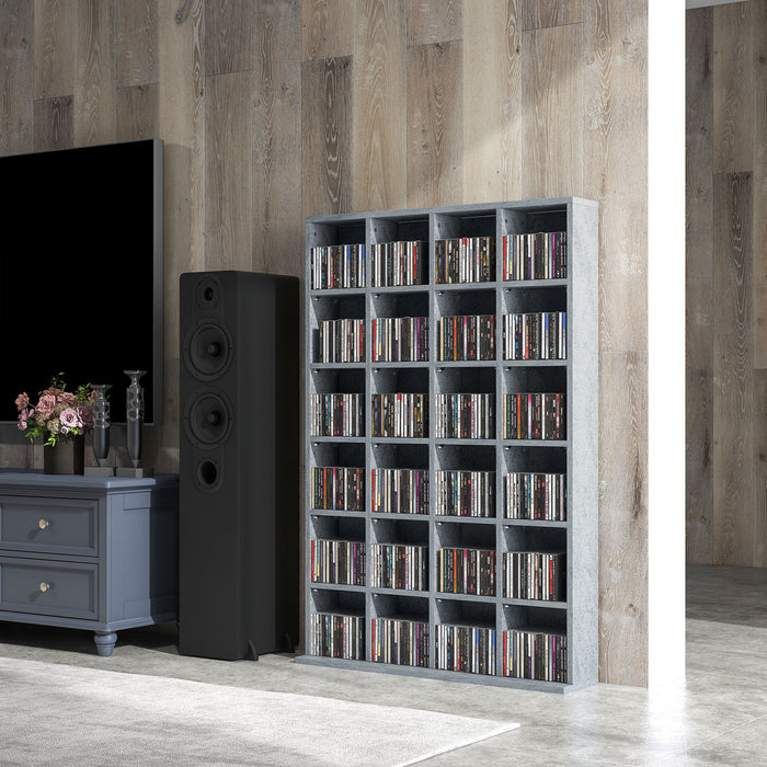 Adjustable CD Shelving Unit - 89 x 130.5 cm with Customizable Layout, Cement Grey - Ideal for Organized Media Collection