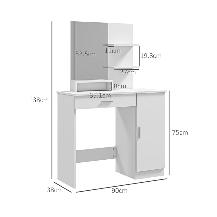 Modern White Dressing Table with Ample Storage - Elegant Furniture for Bedroom or Dressing Room - Ideal for Organization and Stylish Decor