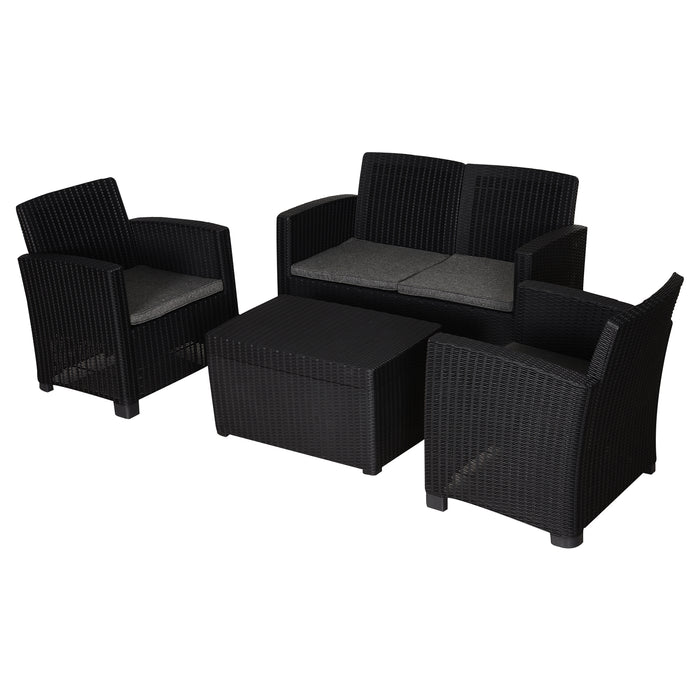 Garden Rattan-Style Sofa Set - 4-Piece Patio Ensemble with Cushions, 2 Chairs & Bench - Ideal for Conservatories and Outdoor Comfort