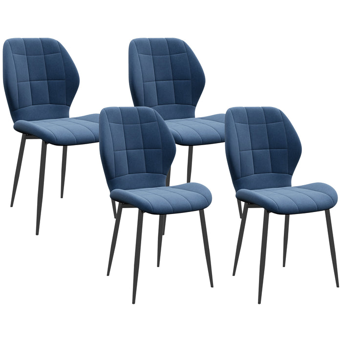 Flannel Relaxed Tub Dining Chairs, Set of 4 - Dark Blue Upholstered Comfort Seats - Elegant Dining Room Furniture for Stylish Home Decor