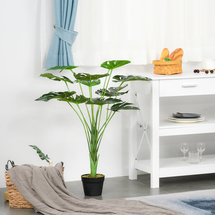 Artificial Monstera Plants Duo - Lifelike 85cm Indoor/Outdoor Faux Greenery in Pots - Elegant Home Décor for Plant Lovers